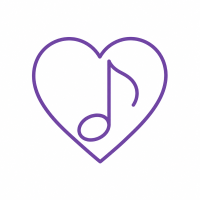 Corazón con una corchea que representa la conexión emocional con el aprendizaje musical