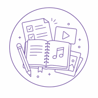 Cuaderno abierto con partituras, lápiz y recursos educativos musicales