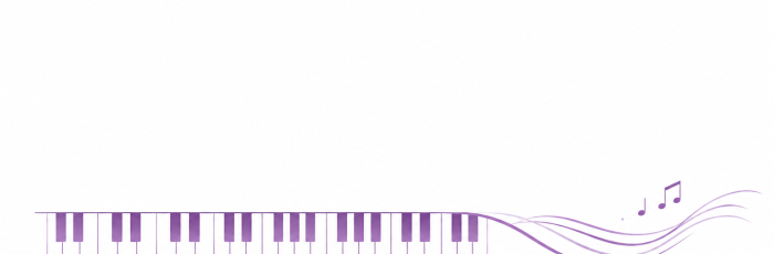 Icono de teclado de piano y notas musicales en tonos morados